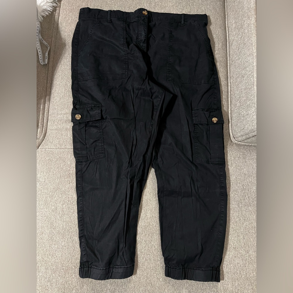 M&S Black Crop Cargo pants, Size 18